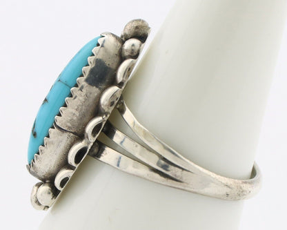 Navajo Ring .925 Silver Sleeping Beauty Turquoise Signed SkyStone Creations C80s