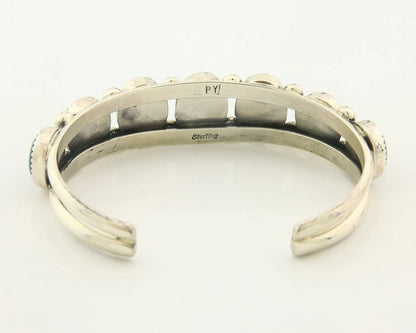 Navajo Cuff Bracelet Sterling Silver Natural Malachite Artist Signed PY