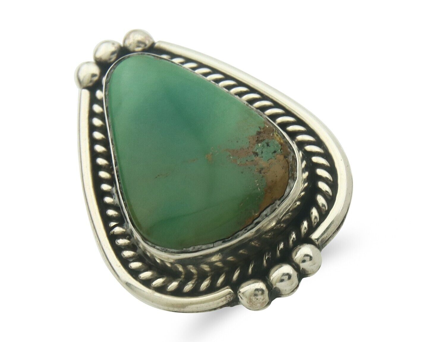 Navajo Ring 925 Sterling Turquoise Handmade Native Artist C.80's Size 5.5