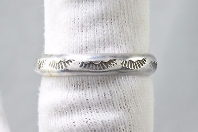 Navajo Indian .925 Solid Sterling Silver Band Hand Stamped Handmade Ring