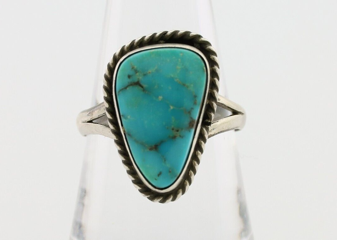 Navajo Handmade Ring 925 Silver Turquoise Native American Artist C.80's