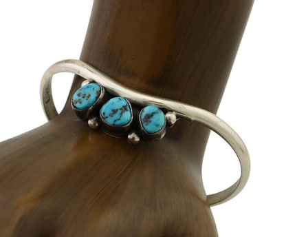 Navajo Bracelet 925 Silver Morenci Turquoise Artist Signed Frank Sandoval C.80's