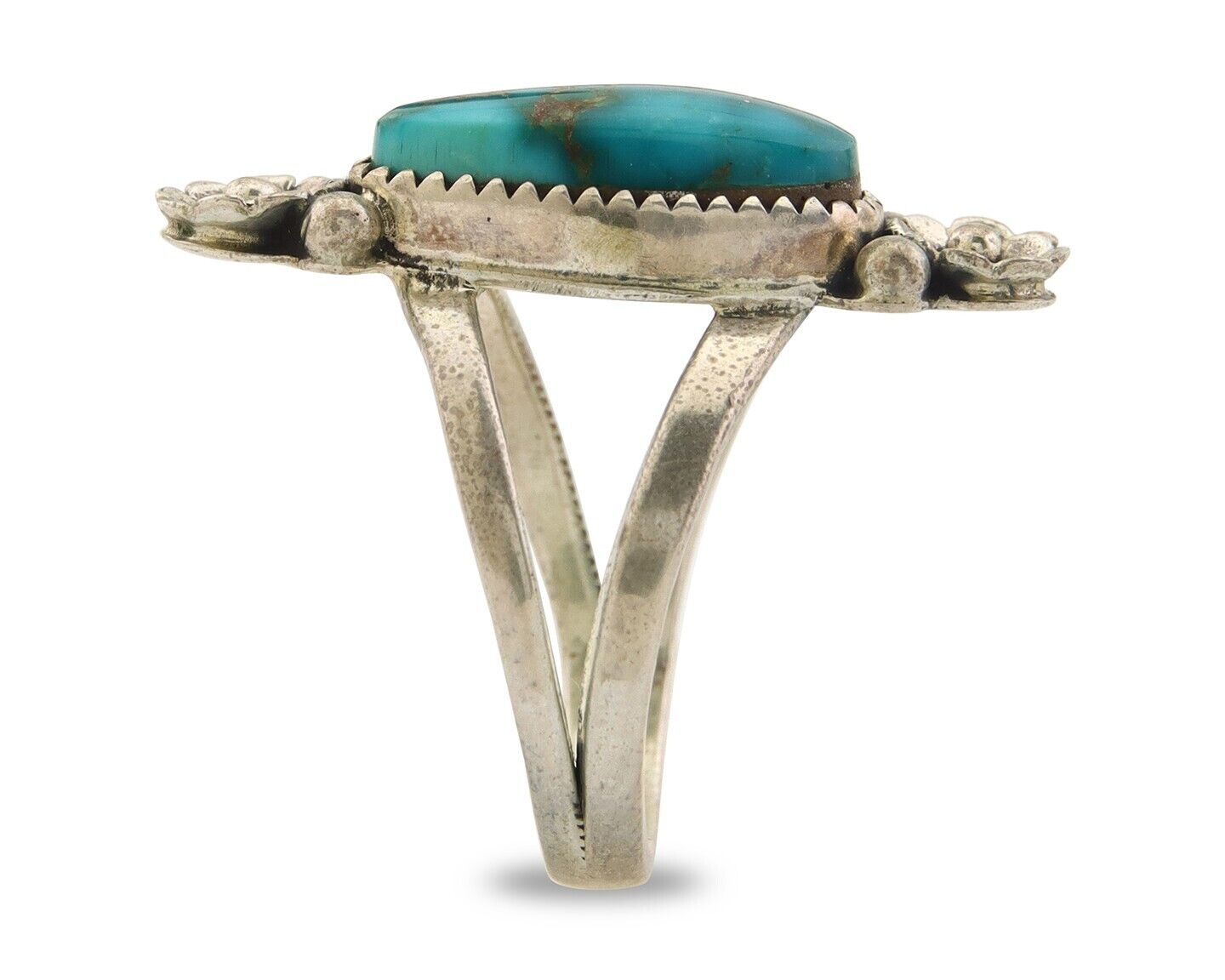Navajo Ring 925 Sterling Natural Blue Turquoise Native Artist C.80's Size 6.5