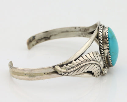 Navajo Bracelet 925 Silver Natural Blue Turquoise Native American Artist C.80's