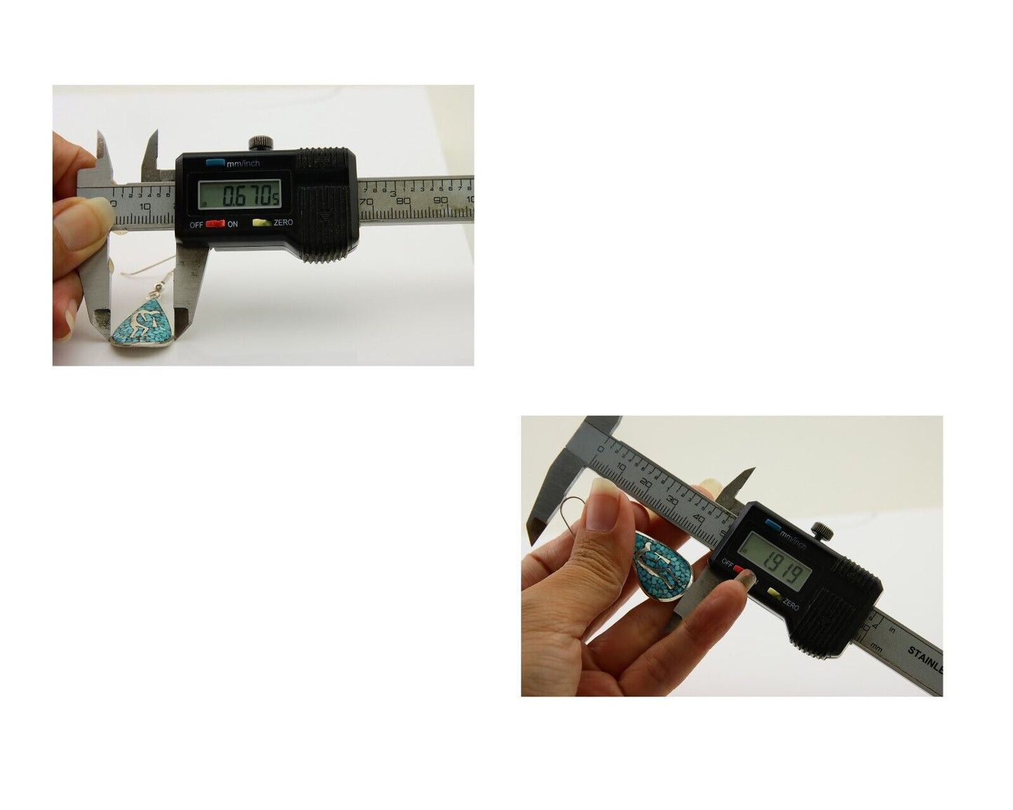 Navajo Kokopelli Earrings 999 Nickel Chip Inlay Turquoise Coral Native American