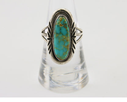 Navajo Ring 925 Silver Nevada Blue Turquoise Signed MC C.80's