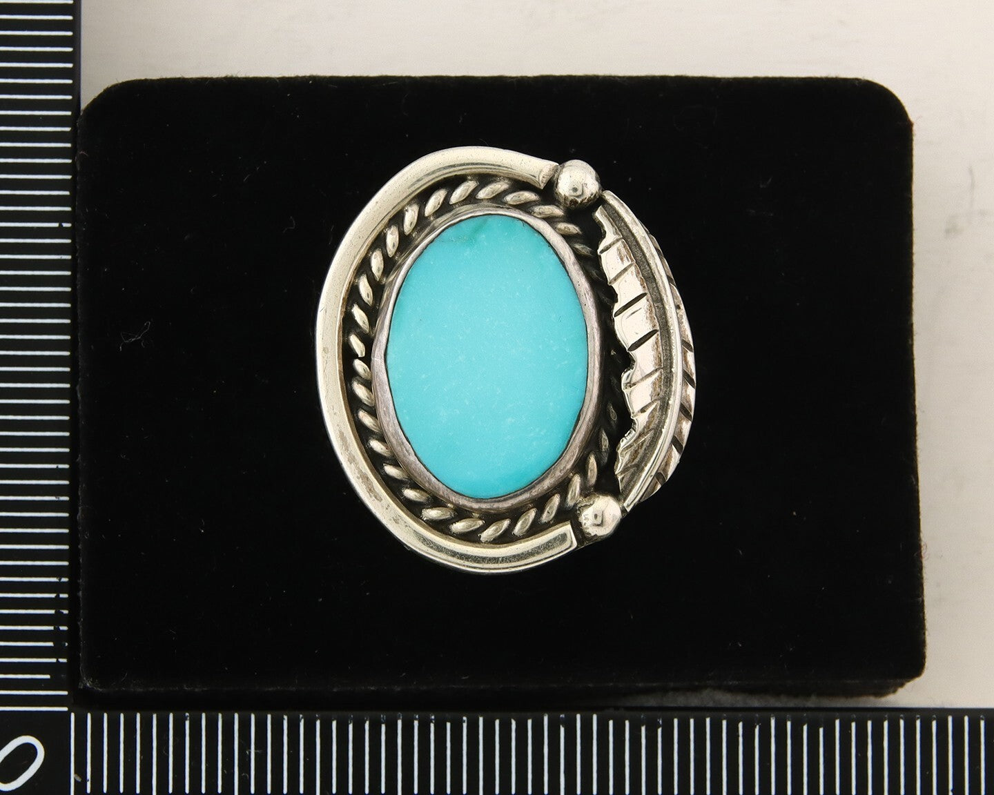 Mexican Handmade Ring 925 Sterling Natural Mined Turquoise C.80's Size 6