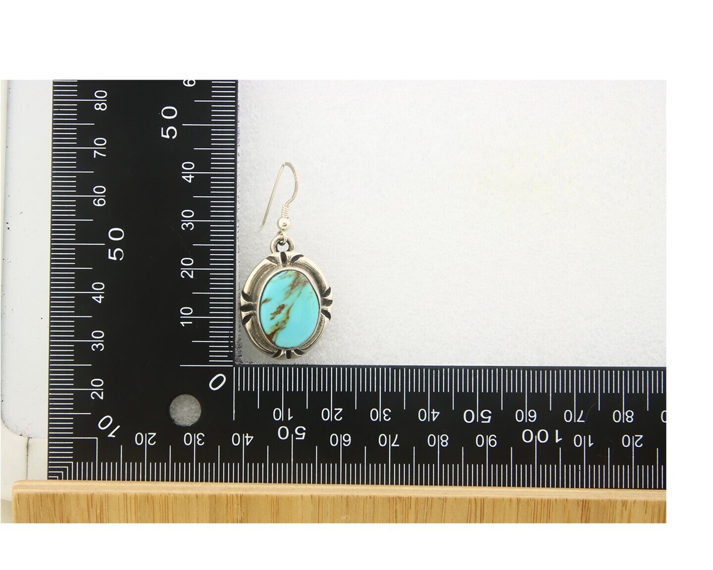 Navajo Earrings 925 Silver Eagle Natural Turquoise Signed Gecko C80s