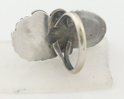 Navajo Ring 925 Sterling Natural Coral & Turquoise Native Artist C.80's Sz 7.25