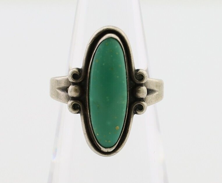 Navajo Ring 925 Silver Natural Kingman Turquoise Bell Trading Post C.80's