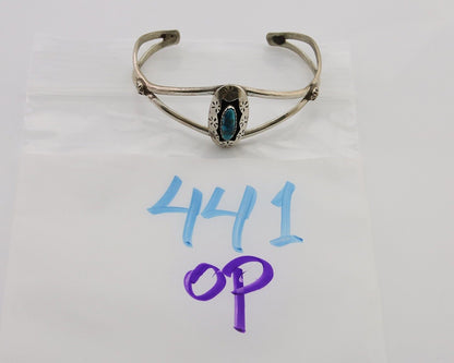 Navajo Hand Stamped Cuff Bracelet Turquoise 925 Silver Native American Artist