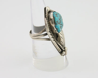 Navajo Ring 925 Silver Natural Blue Turquoise Signed David Garcia C.80's