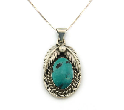 Navajo Necklace Sterling Silver Blue Turquoise Vintage Signed Sun