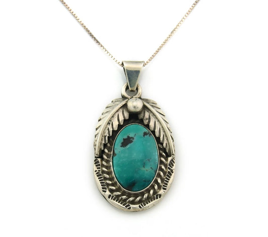 Navajo Necklace Sterling Silver Blue Turquoise Vintage Signed Sun