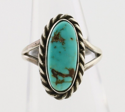 Navajo Ring 925 Silver Natural Blue Turquoise Native American Artist C.80's