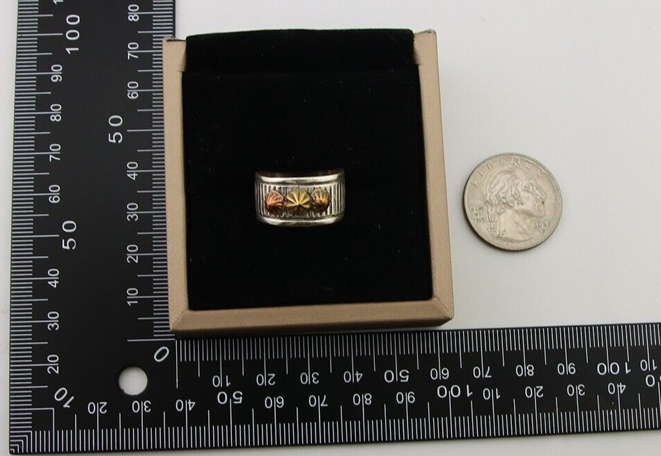 Navajo Handmade Ring 925 Silver & Gold Signed Kee Nataani C.80's