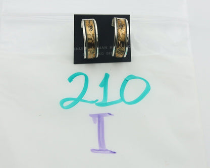 Navajo Hoop Earrings 925 Silver & Gold Artist Signed Randall Endito C.80's