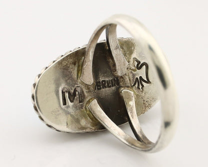 Navajo Ring 925 Silver Kingman Turquoise Artist Signed M Montoya C.80's