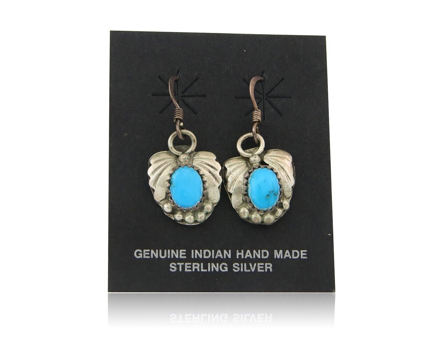 Navajo Earrings 925 Silver Natural Turquoise Artist Signed BJ C80s