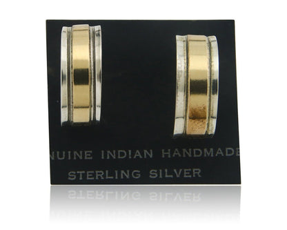 Navajo Hoop Earrings 925 Silver & Gold Native American Artist C.80's
