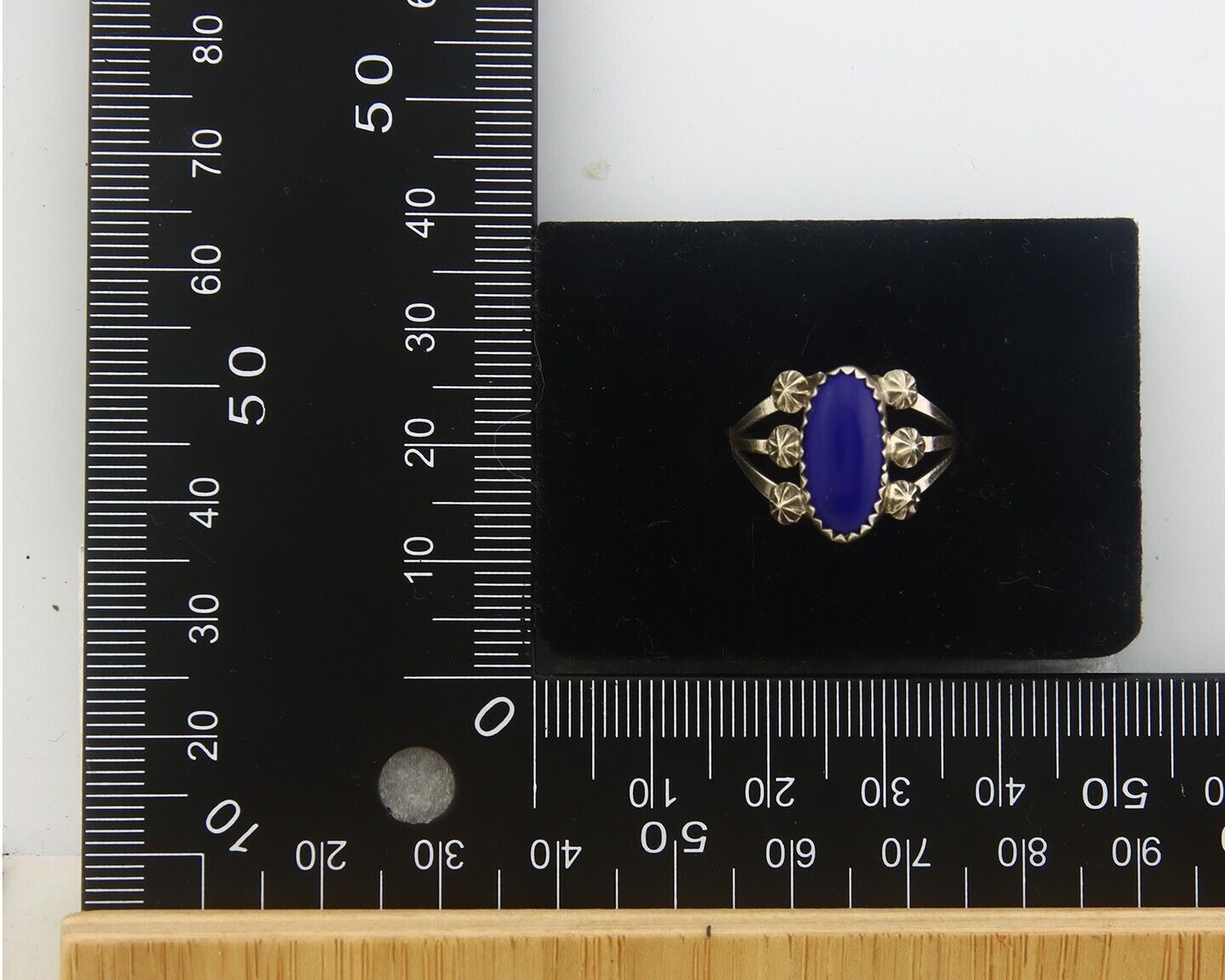 Navajo Ring 925 Sterling Natural Lapis Handmade Native Artist C.80's