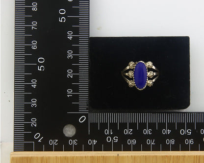 Navajo Ring 925 Sterling Natural Lapis Handmade Native Artist C.80's