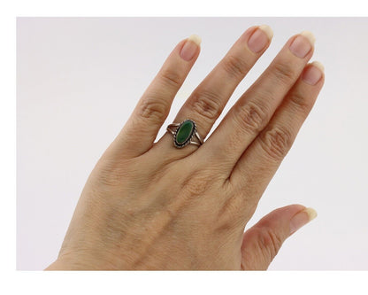 Navajo Ring 925 Silver Green Turquoise Native American Artist C.80's