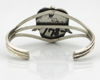 Navajo Bracelet 925 Silver Sleeping Beauty Turquoise Artist Signed MLS C.80's