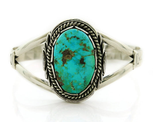 Navajo Cuff Bracelet Sterling Silver Turquoise Handmade Vintage Signed Sunrise