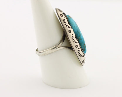 Navajo Ring 925 Silver Natural Kingman Turquoise Native American Artist C.80's