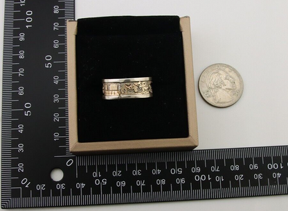 Men Navajo Handmade Ring 925 Silver & Gold Signed Tom & Sylvia Kee C.80's