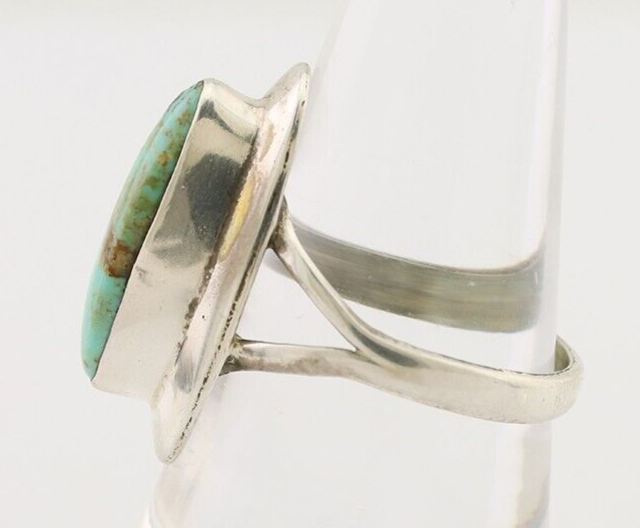 Navajo Handmade Ring 925 Silver Blue Turquoise Artist Signed Kachina C.80's