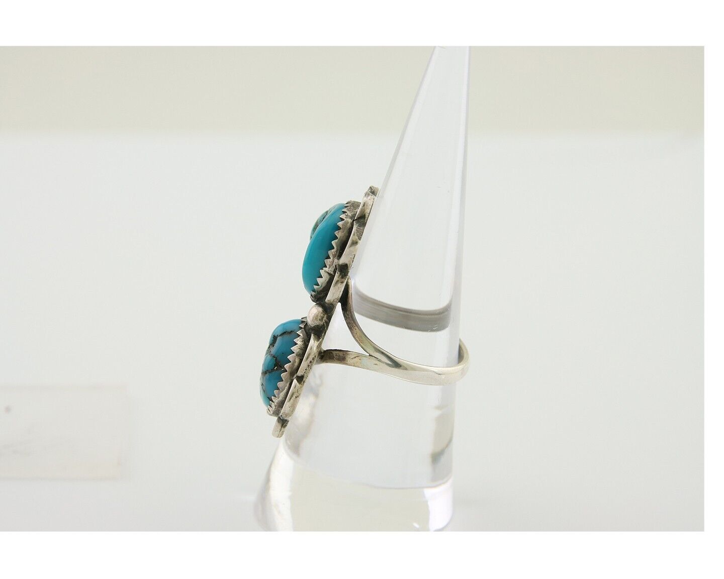 Navajo Handmade Ring 925 Silver Turquoise Artist Signed F C.80's