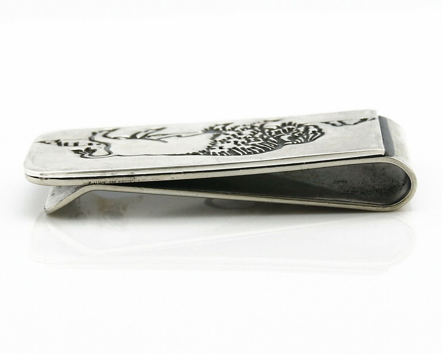 Navajo Money Clip .925 Silver & Nickle Hand Stamped Artist Native C.80's-90's