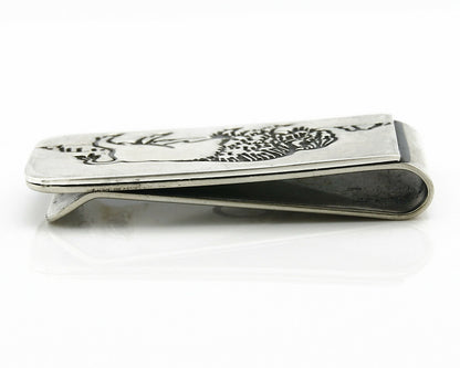 Navajo Money Clip .925 Silver & Nickle Hand Stamped Artist Native C.80's-90's
