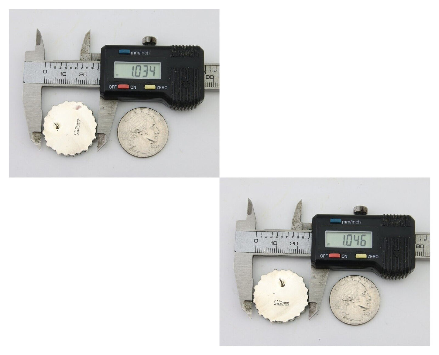 Navajo Petit Point Earrings 925 Silver Turquoise Signed Benson Yazzie C.80's