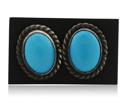 Navajo Cufflinks 925 Silver Native American Natural Turquoise C.80's