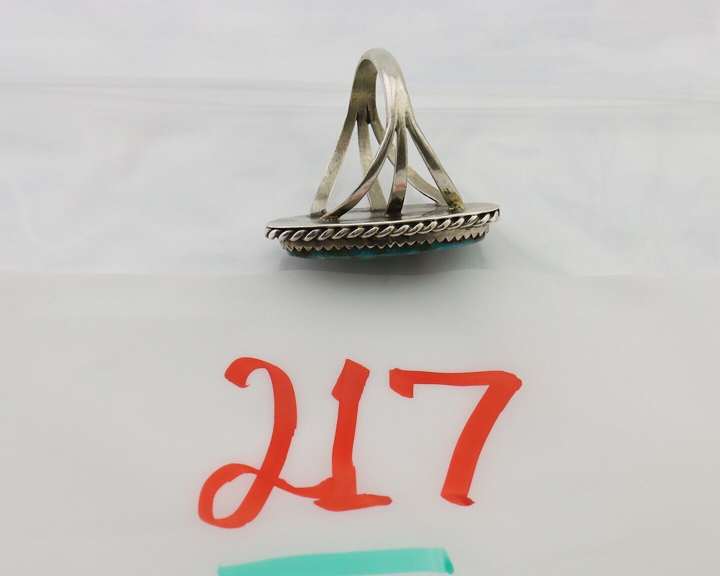 Navajo Ring 925 Silver Natural Turquoise Native American Artist C.80's