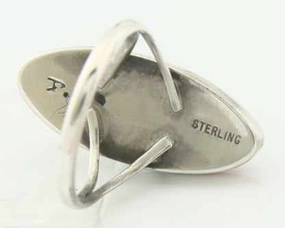 Vintage Zuni Ring 925 Sterling Silver Natural Gemstone Signed A Size 8.0