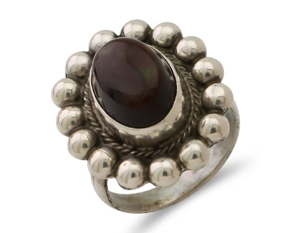 Navajo Handmade Ring 925 Silver Natural Fire Opal Native Artist Size 6.75 C.80's