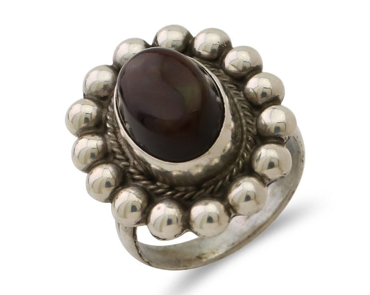 Navajo Handmade Ring 925 Silver Natural Fire Opal Native Artist Size 6.75 C.80's