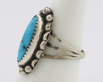 Navajo Ring .925 Silver Sleeping Beauty Turquoise Signed SkyStone Creations C80s