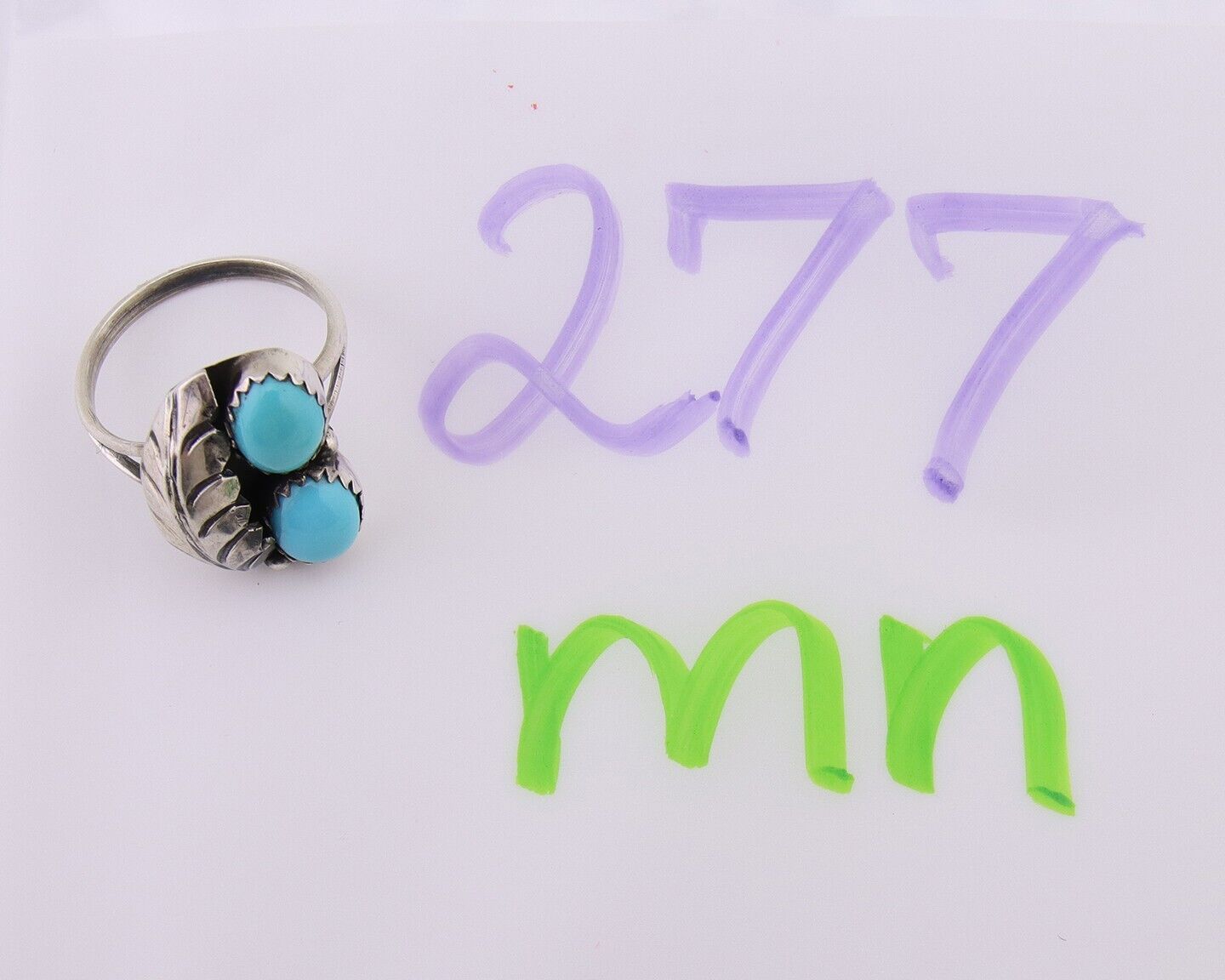 Navajo Handmade Ring 925 Silver Natural Turquoise Signed SS C.80's