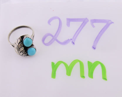 Navajo Handmade Ring 925 Silver Natural Turquoise Signed SS C.80's