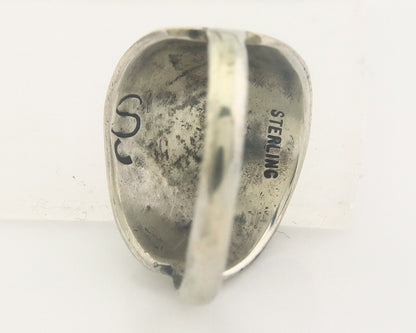 Navajo Ring 925 Sterling Natural Chip Inlay Turquoise C.80's Size 6.5