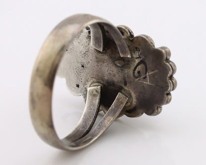 Navajo Ring 925 Silver Blue Turquoise Native American Artist C.80's
