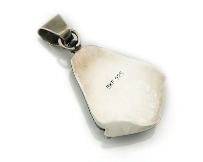 Navajo Pendant 925 Sterling Silver Natural Turquoise Vintage Artist Signed BKF