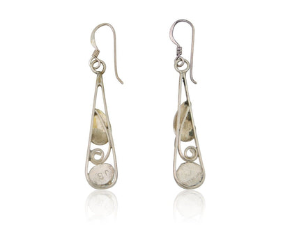 Navajo Dangle Earrings 925 Silver Natural Blue Turquoise Artist Signed JB C.80's