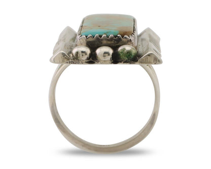 Navajo Hamdmade Ring 925 Silver Kingman Turquoise Artist Signed B C.80's
