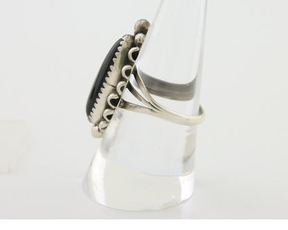 Navajo Handmade Ring 925 Silver Black Onyx Artist Signed SC C.80's